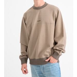 New Hugo Boss Embossed Logo We Heavy Pullover Sweatshirt, Tan Size Large